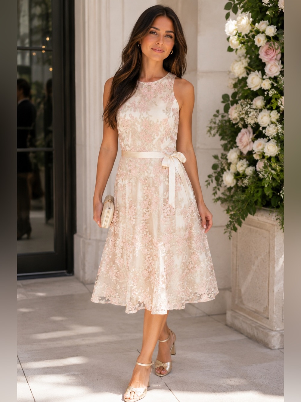NWT Tarahi Floral Lace Garden Party Style Dress Size 6